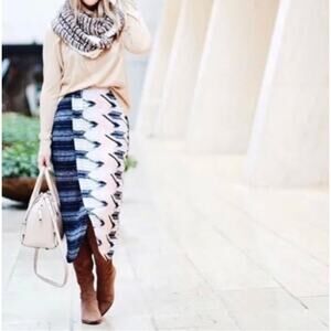 Anthropologie Maeve Plata Chevron Skirt Women's Extra Small Knit Midi Boho Drape